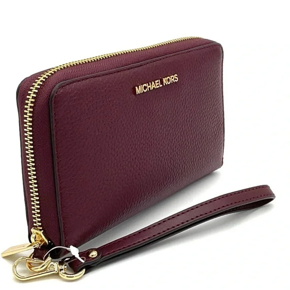 Michael Kors Large Flat Mf Phone Case Wallet Ox Blood - Picture 4 of 8